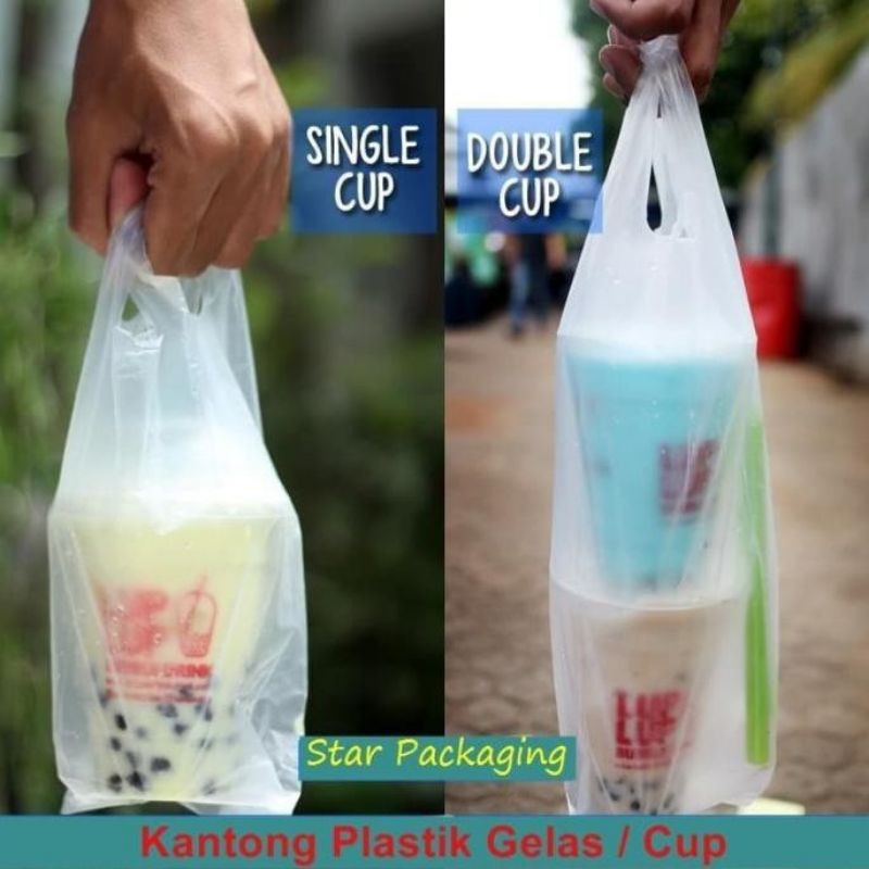 Plastik Take Away Double Cup / Plastik Take Away Single Cup