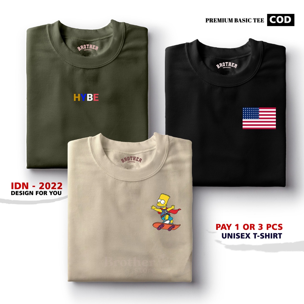 BUY 1 OR 3 PCS ( PROMO COD ) BROTHER STORE / Kaos Distro100% Catoon Combed 30s / Articel USA HYBE