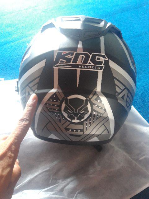Helm Motor SNI KNC DMN Black panther black doff silver Jp