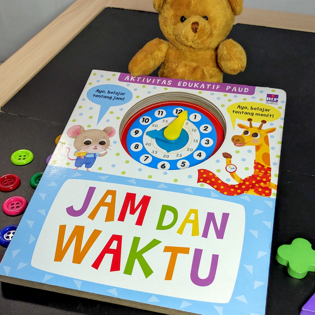 BIP | Buku Interaktif PAUD: Jam dan Waktu | Boardbook | Jam Mainan | Buku Anak