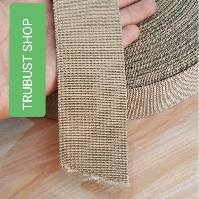 Tali webbing bisban fa warna kream lebar 5cm jual ecer meteran