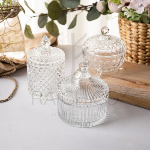 Crystal Glass SLIM 250 ml  Glass Candle and Sugar Jar Wadah Kaca Kristal Lilin Permen Aromatic