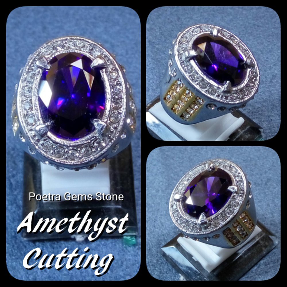 CINCIN PERMATA AMETHYST QUARTZ CUTTING BIG SIZE
