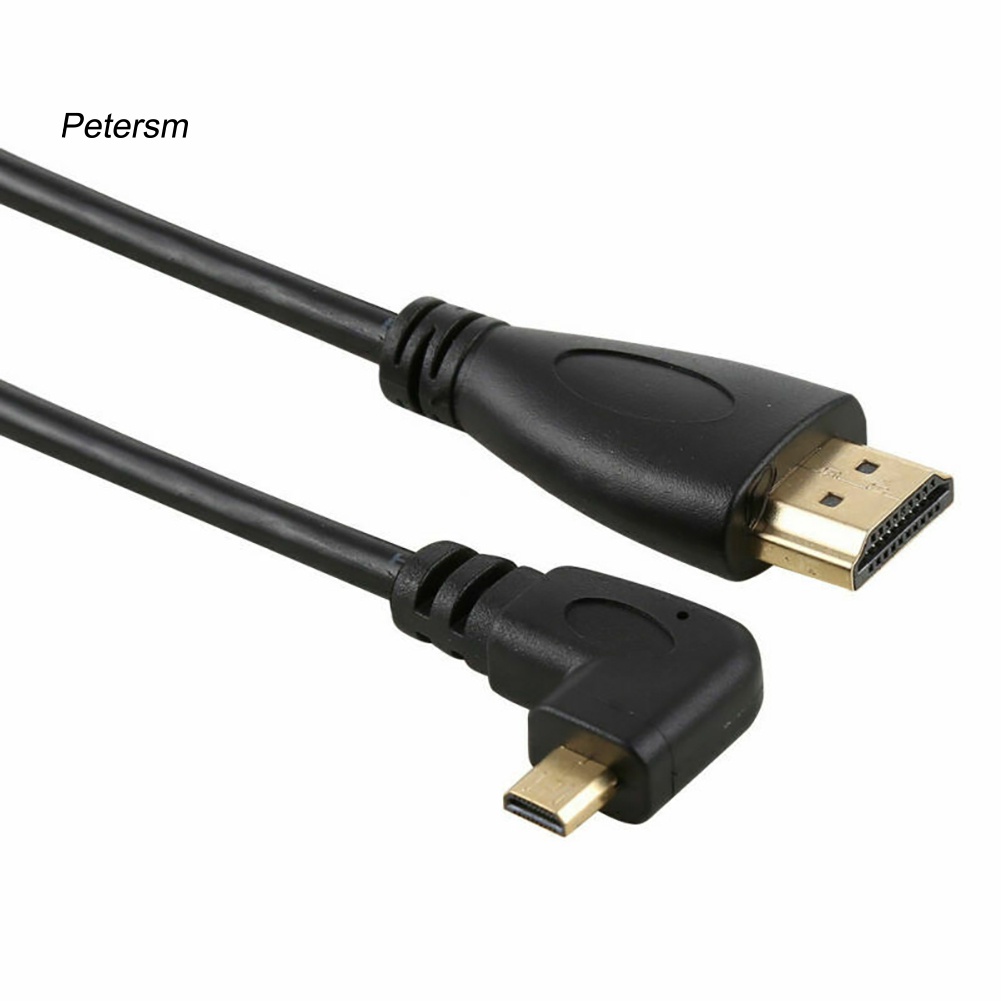 Kabel Micro Hdmi Tipe D Male Sudut Kiri 90 Derajat Ke Hdmi 1.4 Male 1080p Untuk Hdtv