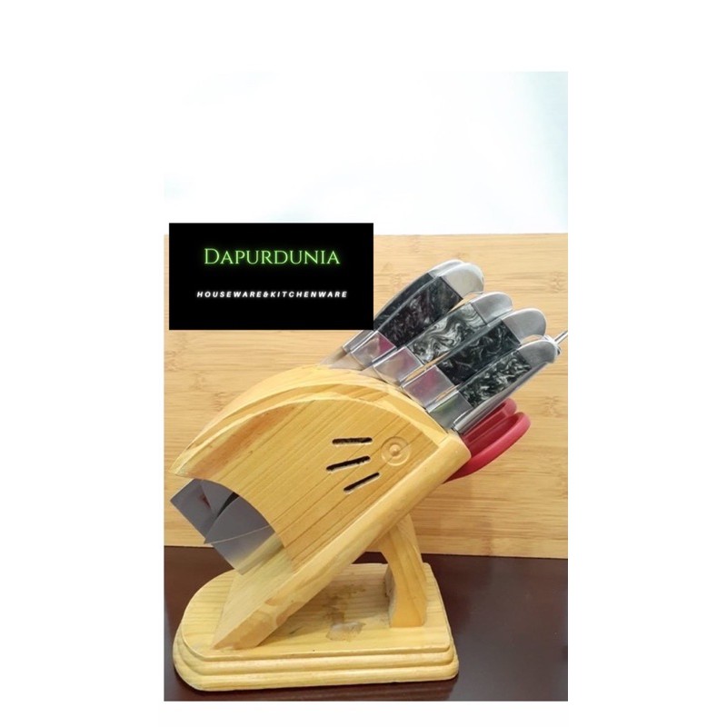 Pisau set rrc rak kayu ( kapal / ikan )