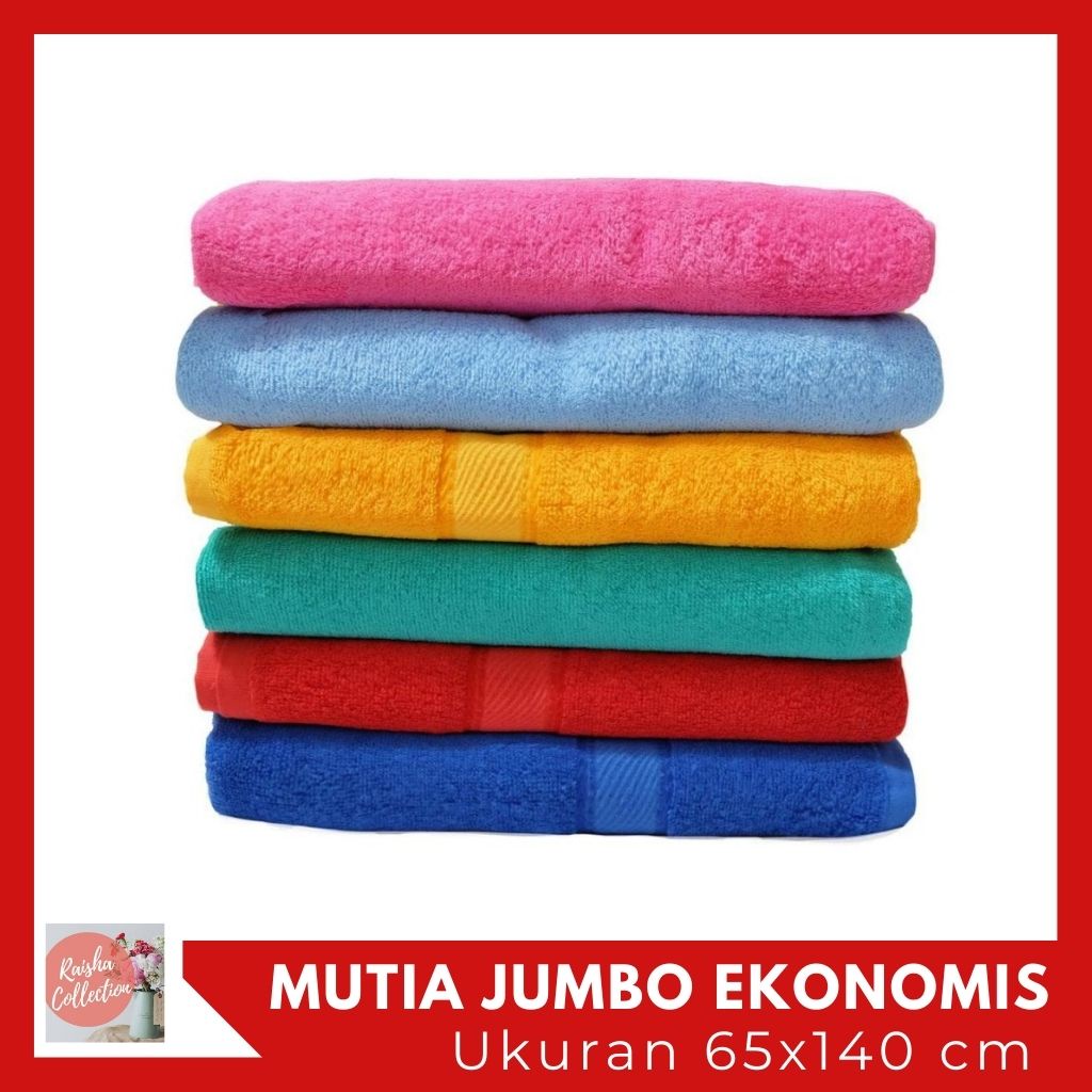 RC Promo Handuk Mutia Ekonomis dan Ravioli Jumbo Ukuran 70x135 Warna Pink Kuning