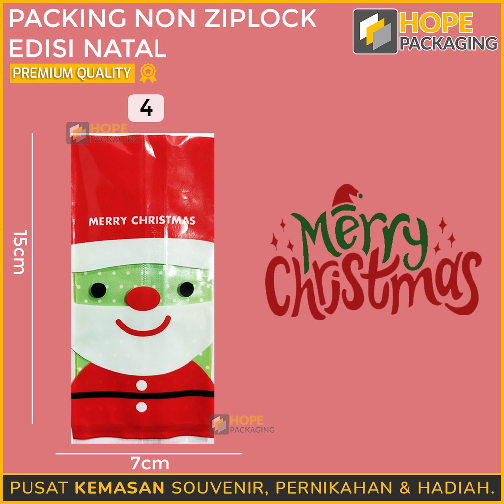 (5 PCS)Packing Kemasan Non Ziplock Spesial Merry Christmas / Natal Souveir Cookies Permen