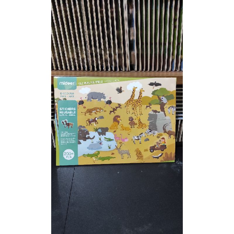 

mideer sticker reusable natural animal plus 4 backgound stiker hewan lepas pasang dengan latar