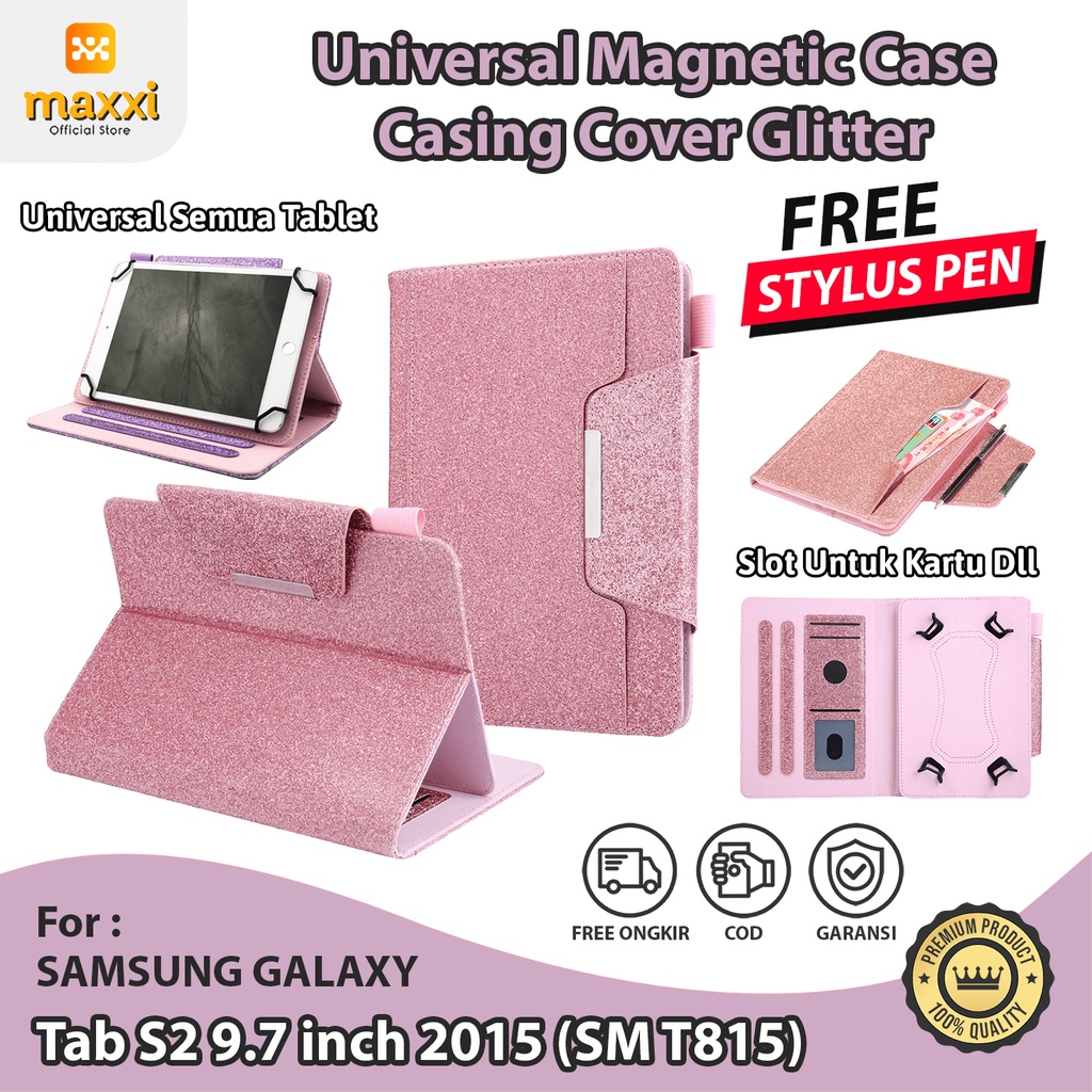 Samsung Tab S2 9.7 inch 2015 T815 Tablet Casing Case Gliter Magnet