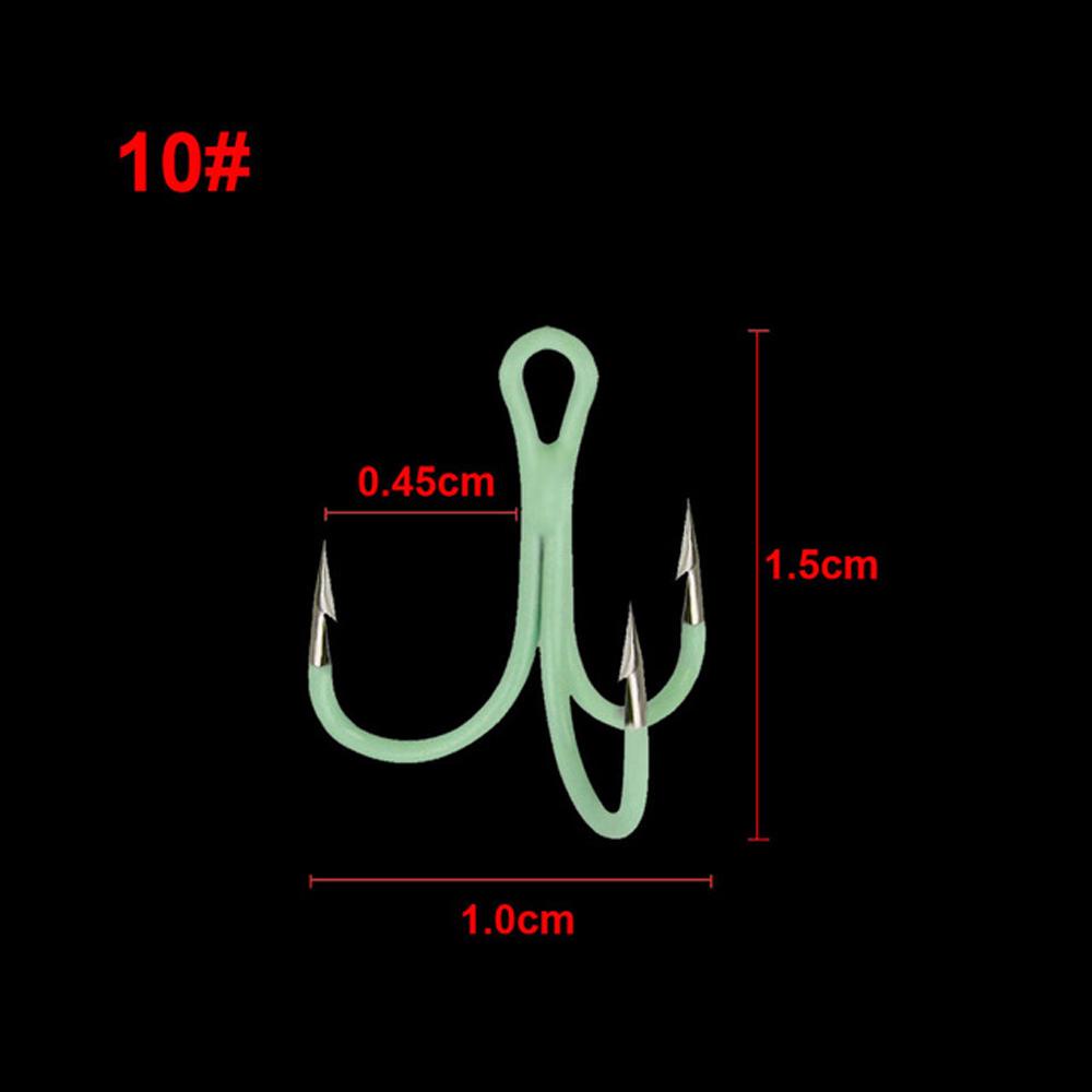 Lanfy Luminous Treble Hooks Fishing Tackle Aksesoris Pancing Kait Berduri2# 4# 6# 8# 10# 10pcs /Lot Pengait Pancing Luminous Tajam