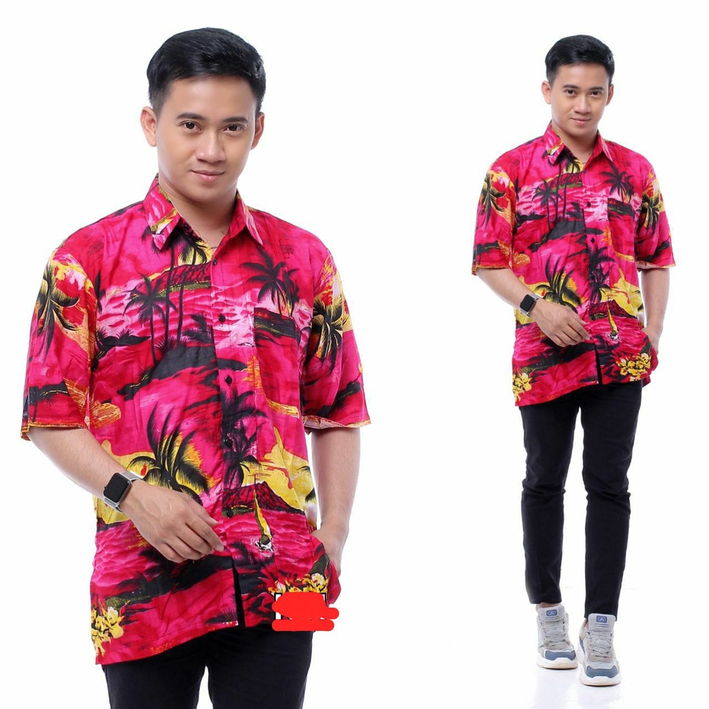 KEMEJA PRIA LENGAN PENDEK / KEMEJA SURFING / KEMEJA PANTAI MOTIF TERMURAH