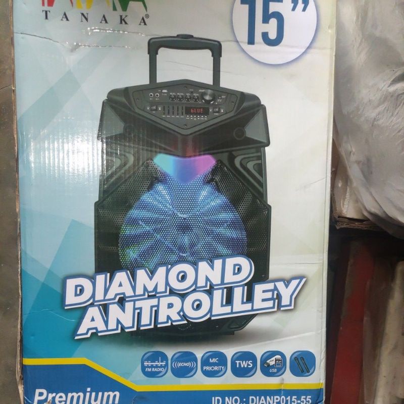 Speaker Trolley(Portable) Tanaka Premium Diamond Antrolley 15" / 15 inch (Bonus 2 buah mic)