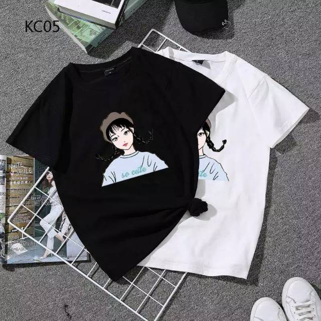 Fourfashion T-shrit kaos wanita SO CUTE TERBARU bhn spandex