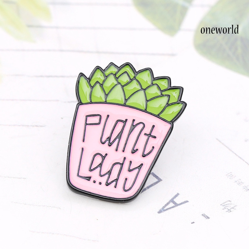 OW@ Enamel Brooch Lightweight Decoration Portable Succulent Letter Enamel Brooch Pin for Gift