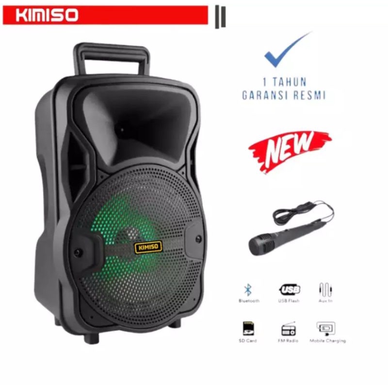 BAYAR DI RUMAH Speaker Bluetooth Subwoofer aktif Kimiso 338 Gratis Mic karaoke player karoeke FM Rad
