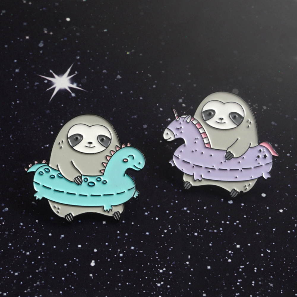 Pin Bros Enamel Desain Kartun Hewan Kukang Model Tusuk Jarum