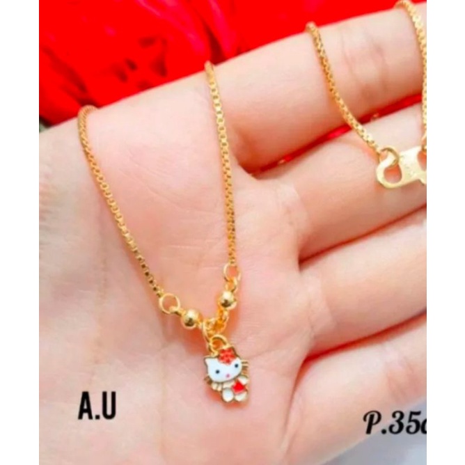 kalung anak TITANIUM liontin hello Kitty lapis emas 24k anti luntur