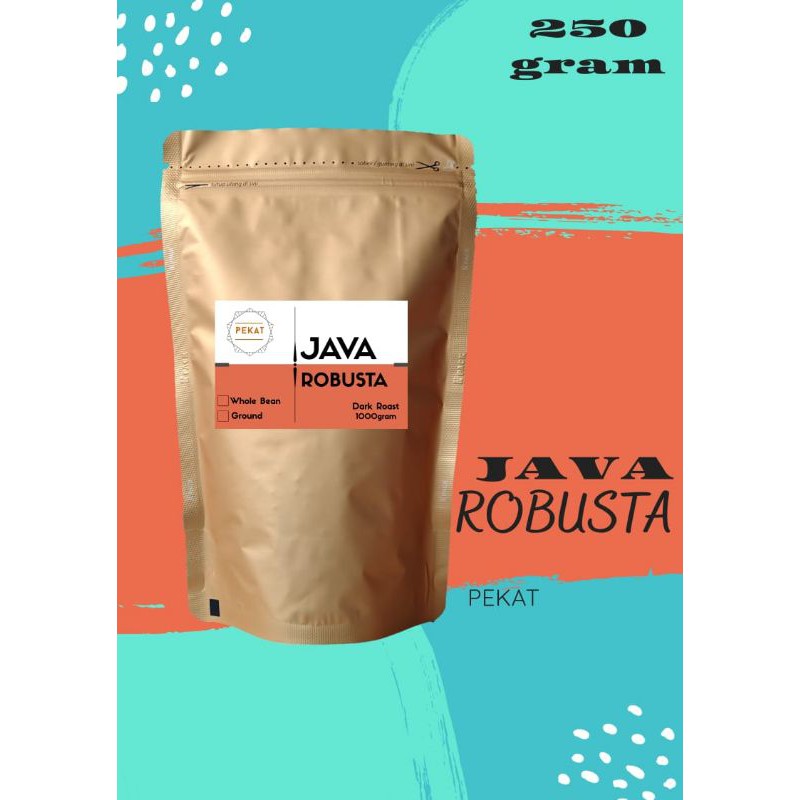 

Kopi Robusta Java 250 gram BIJI atau BUBUK - Premium Roasted Coffee