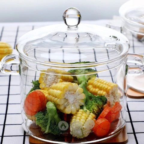 Pot Panci Masak Sop Air Mie Bahan Kaca Borosilicate Tahan Panas 15cm [[WAJIB BELI EKSTRA BUBBLE Link di Deskripsi]]