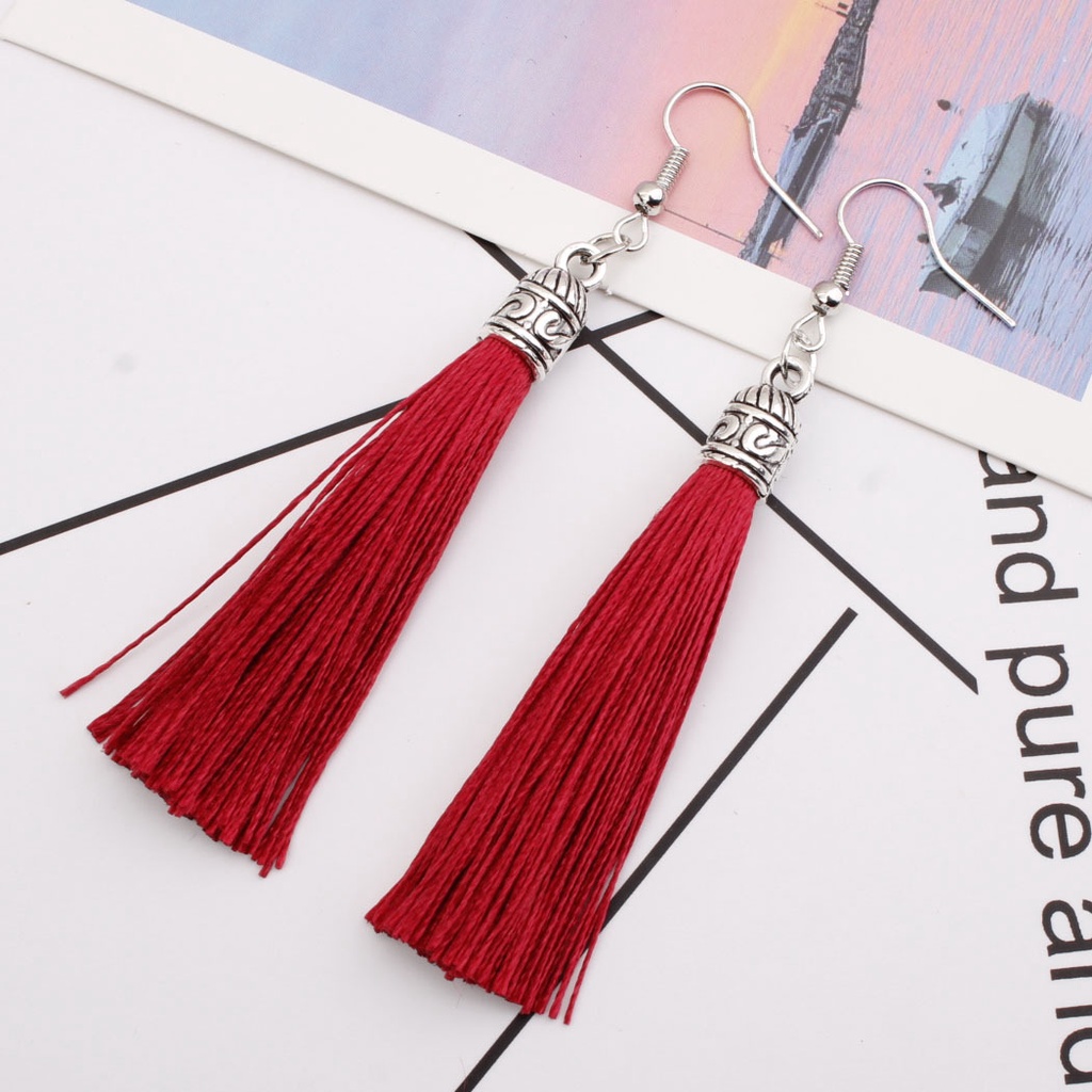 Fashion rumbai aksesoris Eropa dan Amerika kreatif berlebihan panjang alloy woven anting-anting gaya