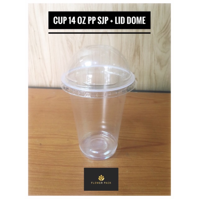 Cup 14 oz PP dan lid dome/cup 14 oz pp/gelas plastik 14 oz dan tutup cembung/14 oz pp & lid dome