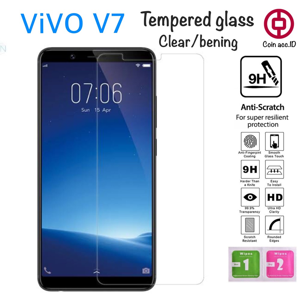 Tempered Glass VIVO V7 - anti gores kaca bening 9H