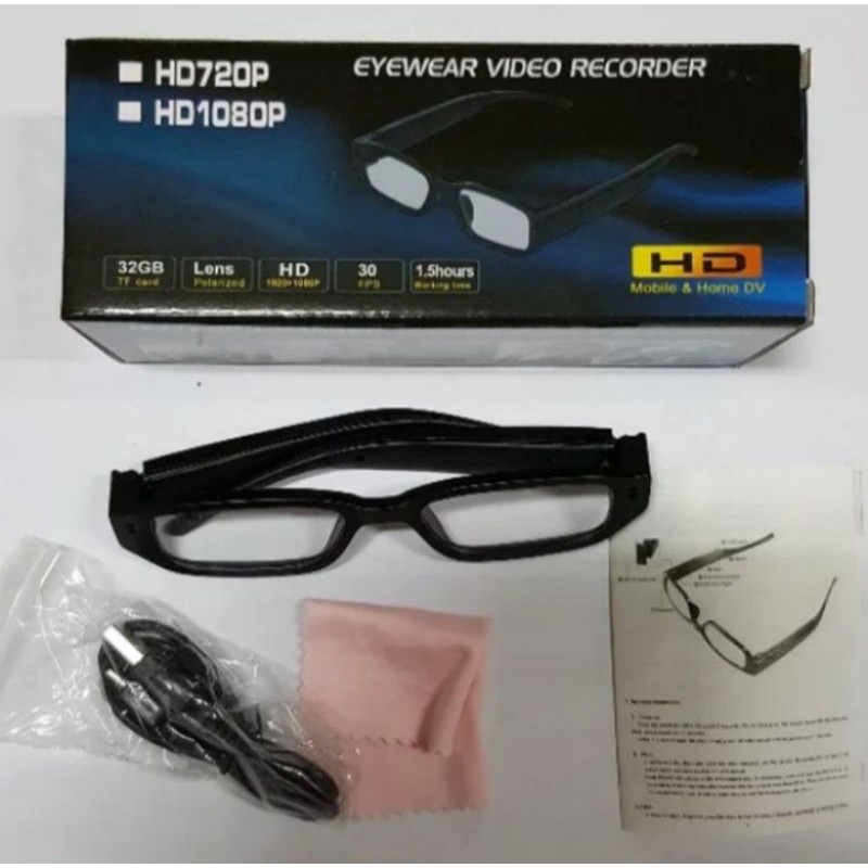 spy cam HD 3MP 720P video camera spy model kacamata kamera tersembunyi