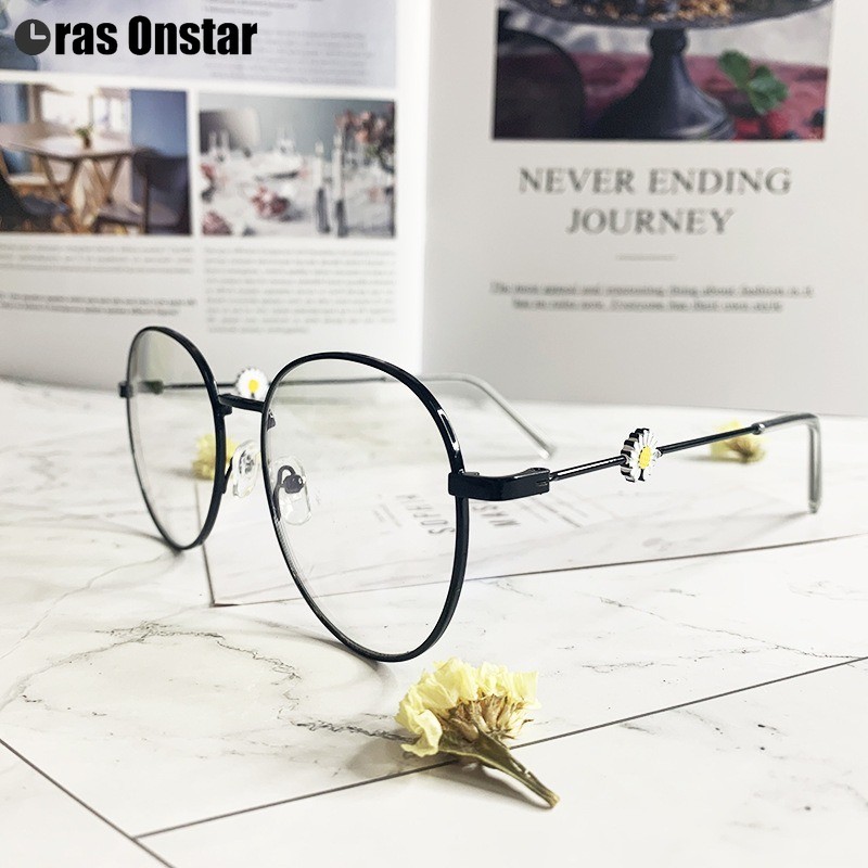 【Bayar di Tempat】100% Anti Blue Kacamata Retro Bundar Eyeglasses Wanita Kacamata Fashion Retro Frame-8