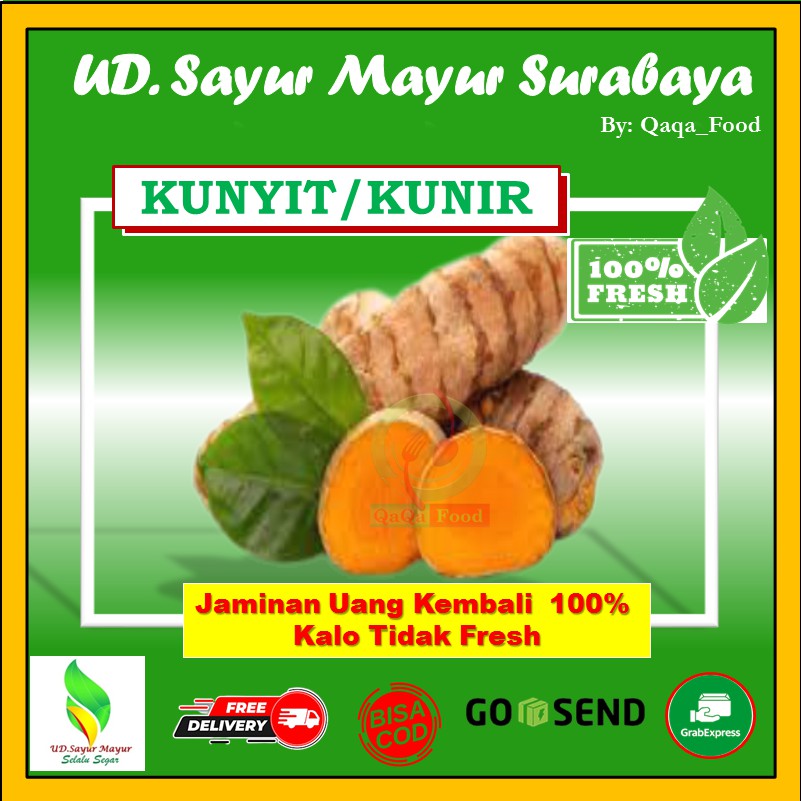 

KUNYIT KUNIR SEGAR SUPER BUMBU DAPUR EMPON REMPAH REMPAH OBAT HERBAL JAMU 500 gram - UD185