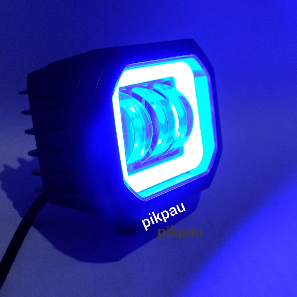 Lampu tembak motor sorot LED CWL 3 mata bentuk Kotak lensa 6D 30watt cree angel aye