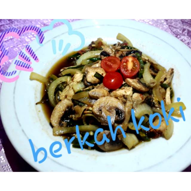 

Tumis jamur ayam suir cabe hijau