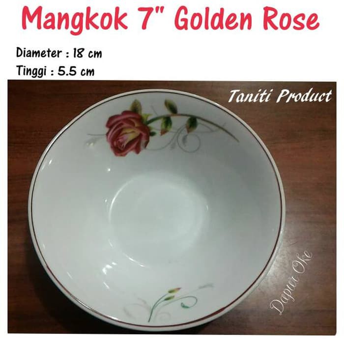 TERLARIS Mangkok  Keramik  7 Golden Rose Taniti 6 pcs 