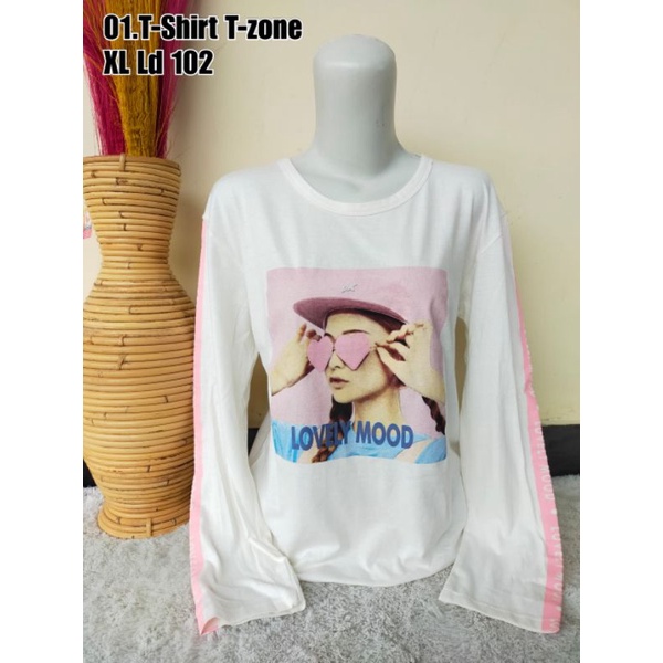 kaos reglan T-ZONE Fulltag/kaos lengan panjang cewek