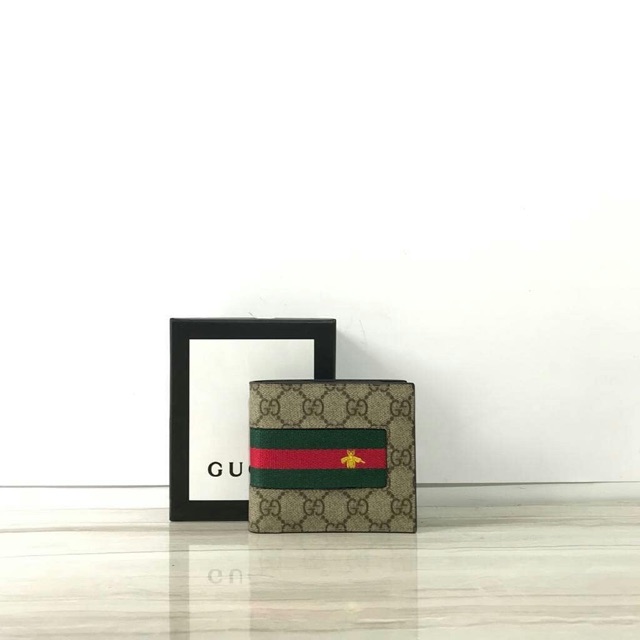 GUCCI WEB GG SUPREME BEE BI FOLD WALLET
