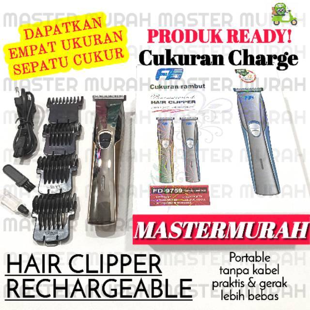 HARGA PROMO FD-9759 Alat Cukur Rambut Wireless Baterai Charge New Portable Hair Clipper FD Cukuran Bagus Murah