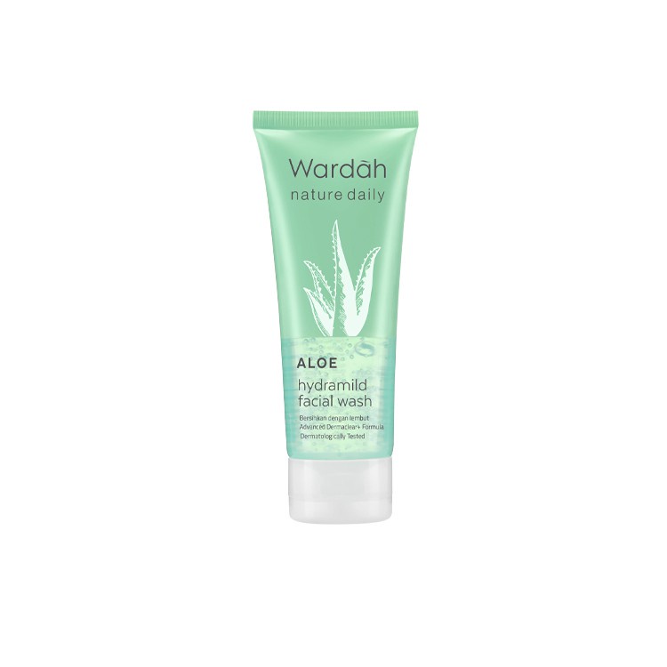 Wardah Nature Daily Aloe Hydramild Facial Wash 60ml &amp; 100ml | Gel Pembersih Wajah