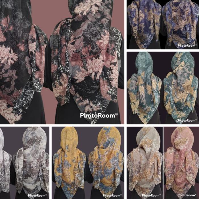 れW Farsya Adeeva 102-150 - HIJAB VOAL MOTIF PREMIUM JUMBO SYARI 130x130 LC LASERCUT Part 3 / JILBAB 