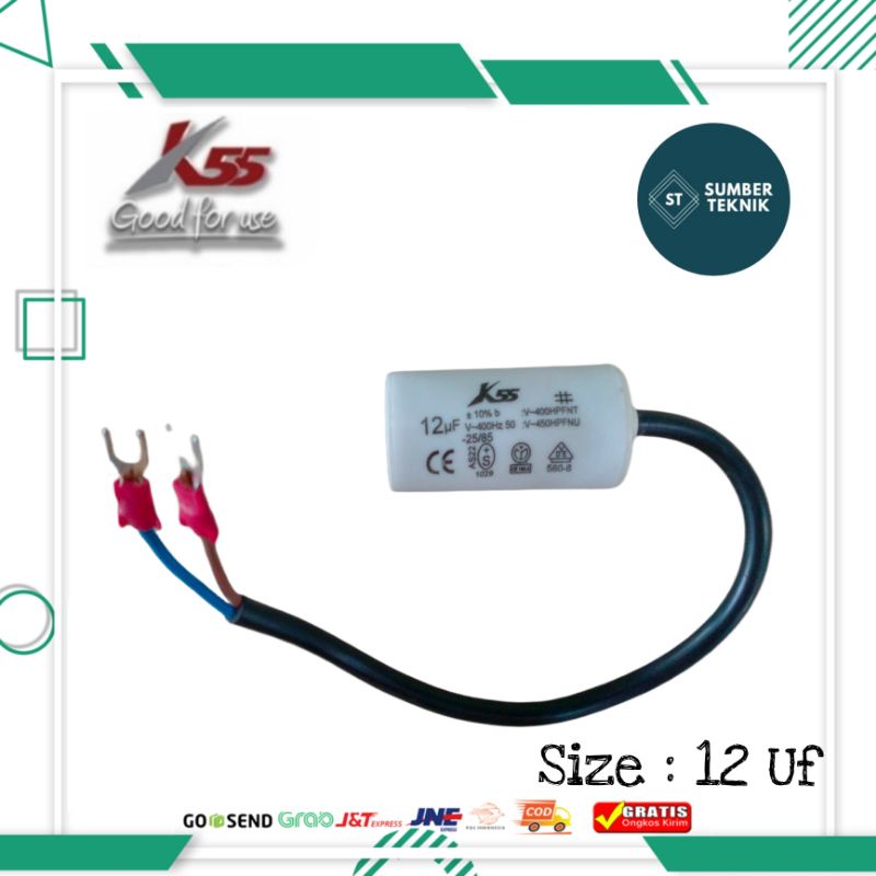 12 Uf / 450 V K55 Capasitor / Kapasitor Bulat / Capasitor Pompa Air