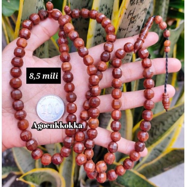 Tasbih 99 kokka bulat cutting 8,5 mm coklat kokka kaokah