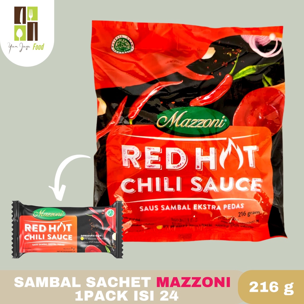 Mazzoni Saus Sachet Pedas Saus Red Hot Chili [@9gr isi 24]