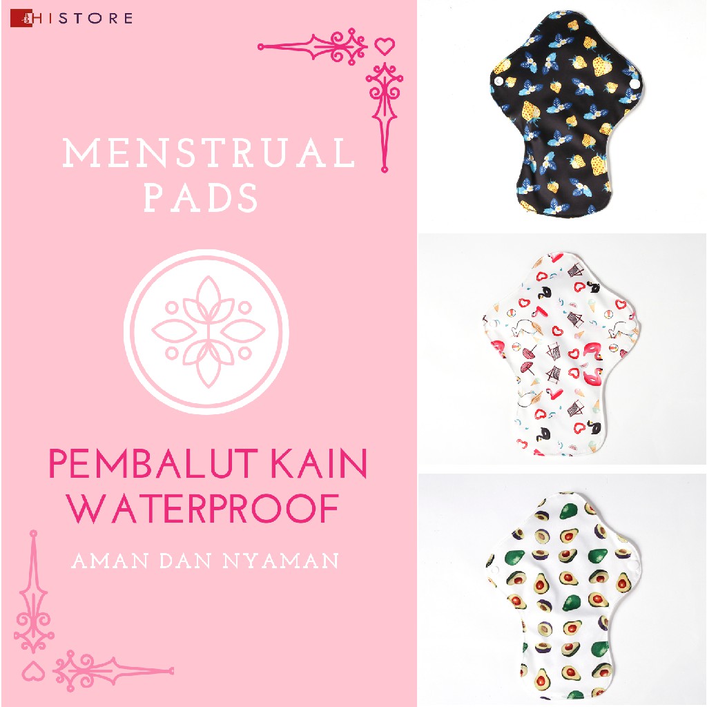 [HI] 4 PCS PEMBALUT KAIN CLOTH MENSTRUAL PADS MENSPAD WATERPROOF BAHAN BAMBOO CHARCOAL ANTI BAKTERI