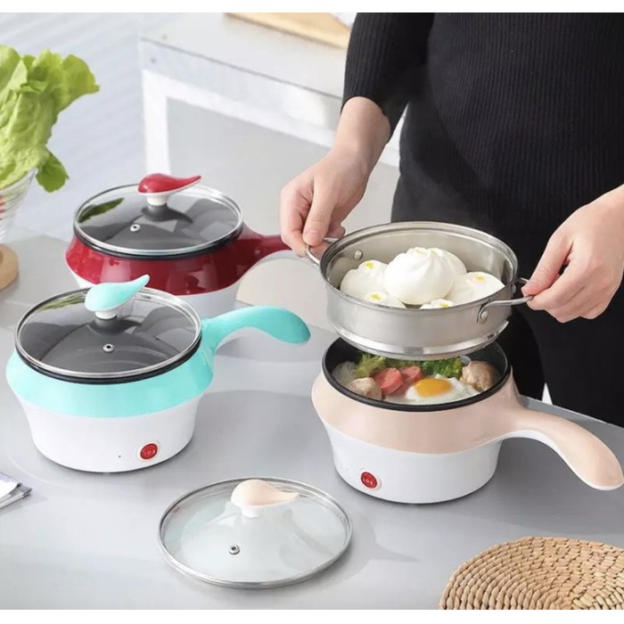 Panci Listrik Multifungsi - Fry Pan Elektrik / Multi Elektrik Cooker Stainless / Panci Steamer 5 Set