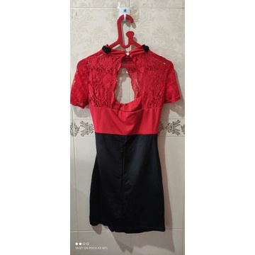 DRESS RED MERAH LACE BROKAT