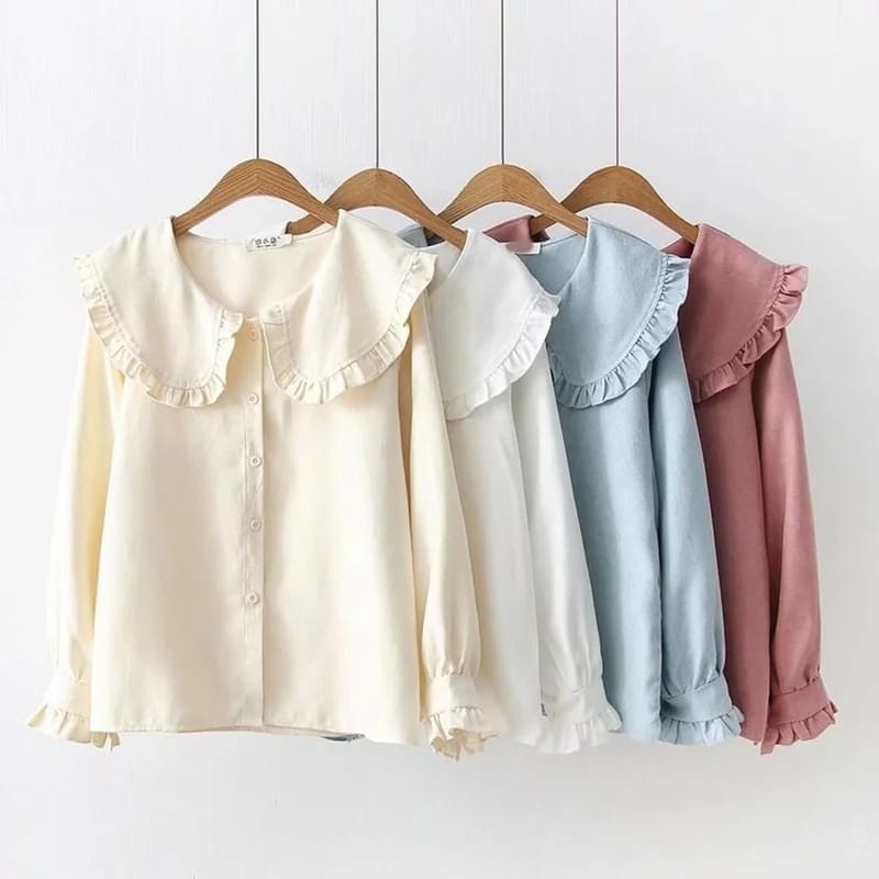 Yanuar Blouse Baju Korea Size S M L XL XXL XXXL XXXXL 2XL 3XL 4XL 2L 3L 4L 5L Atasan Jumbo Kemeja Basic Jumbo Atasan Big Size Oversize Baju Kerja Kantor Korea Blouse Jumbo Wanita