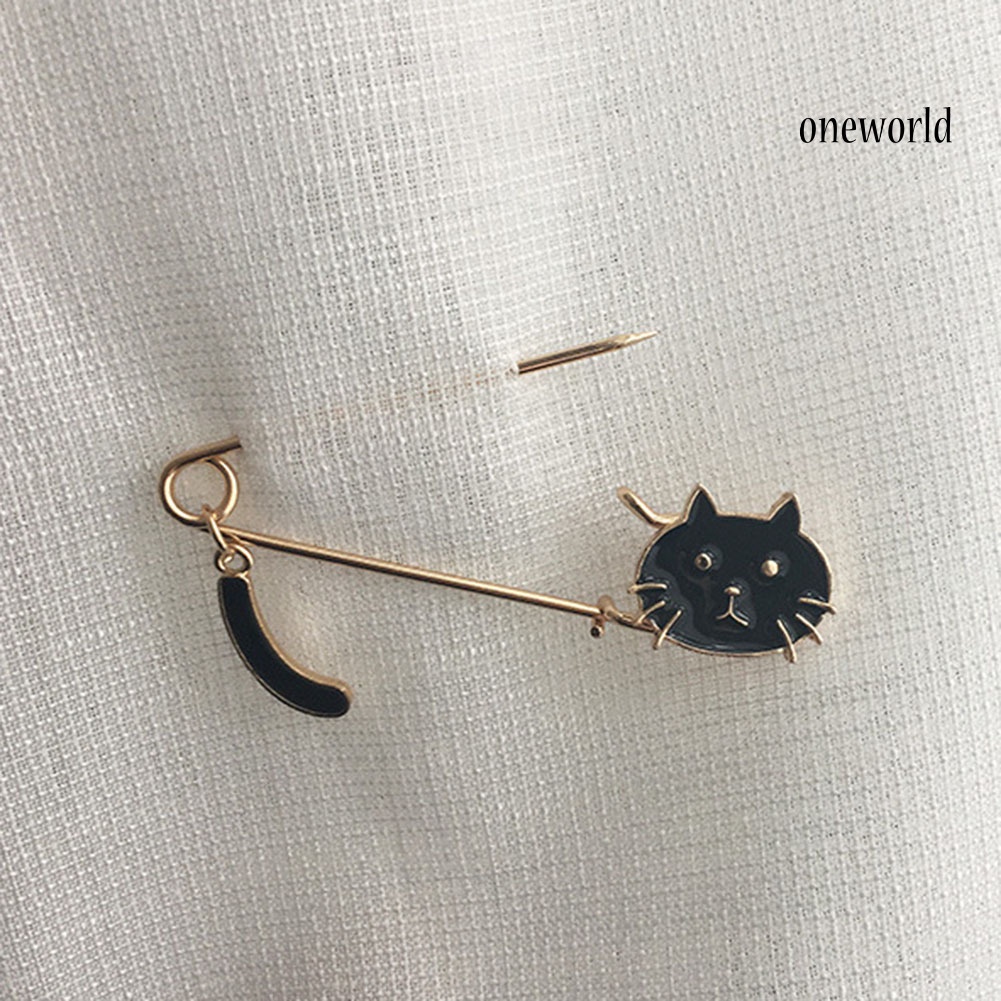 OW@ Cute Enamel Cat Brooch Pin Women Shawl Cardigan Shirt Clip Decor Jewelry Gift