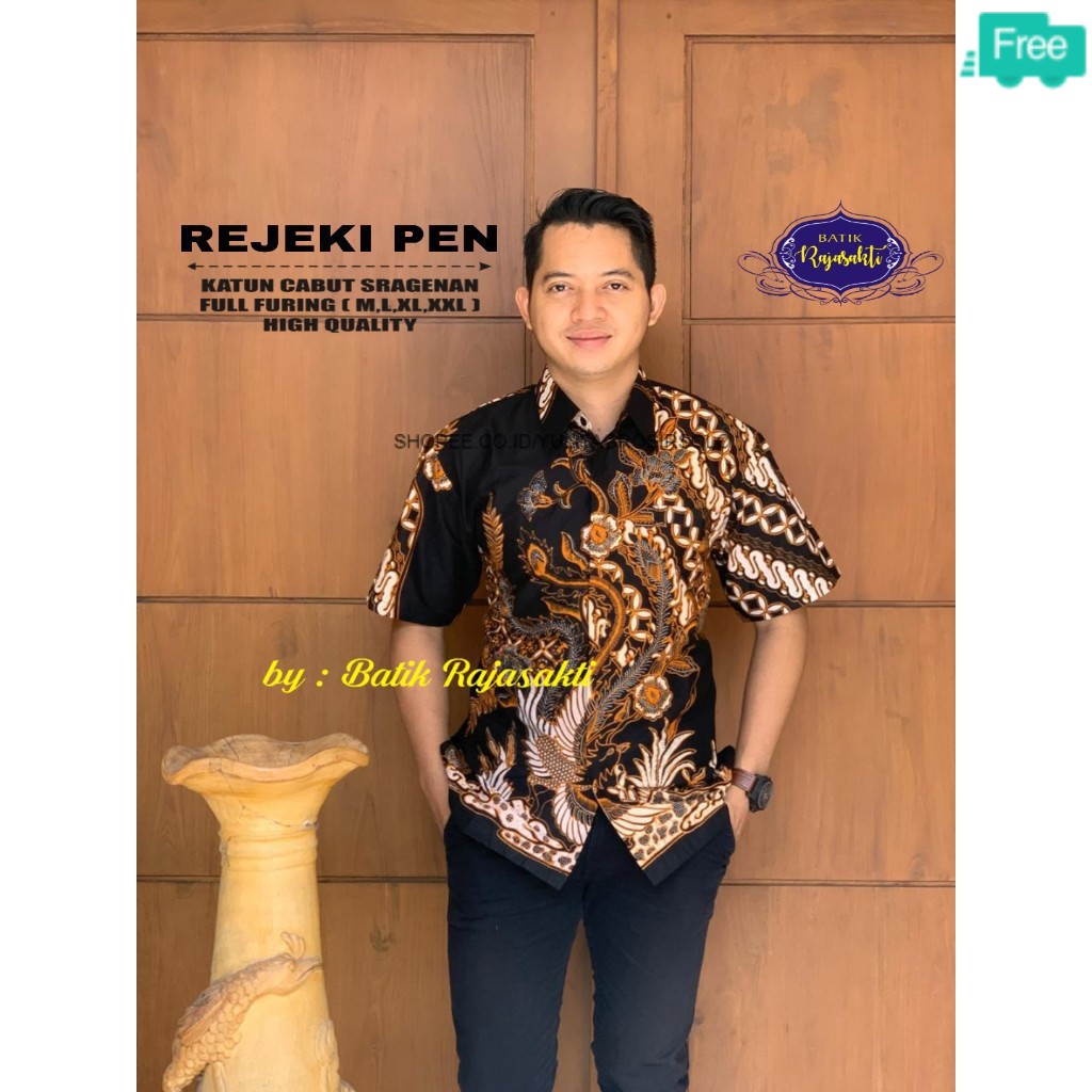 BAJUBATIK PRIA NEW XXXL  REJEKI PEN KEMEJA BATIK PRIA LENGAN PENDEK terlaris SOLO SRAGENAN