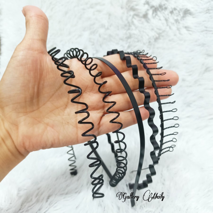 Bando Sirkam Spiral Warna Hitam Gaya Korea Untuk Wanita Dan Pria/Bando Multi Untuk Aksesoris Unisex