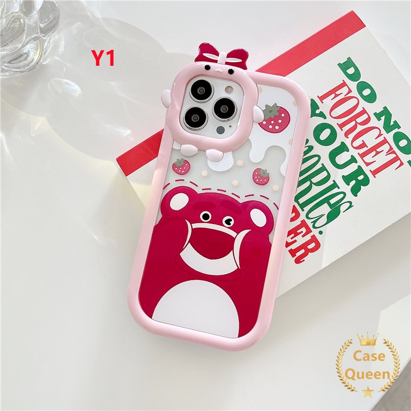 Case OPPO A17 A95 A16K A16E A52 A92 A96 A7 A5S A12 A3S A12E A53 A74 A76 Reno 5 5F 4F 7 A55 A17K A15 A16 A9 A54 A57 2022 A15s A5 A16s A31Disney Winnie The Pooh Beruang Strawberry Lucu