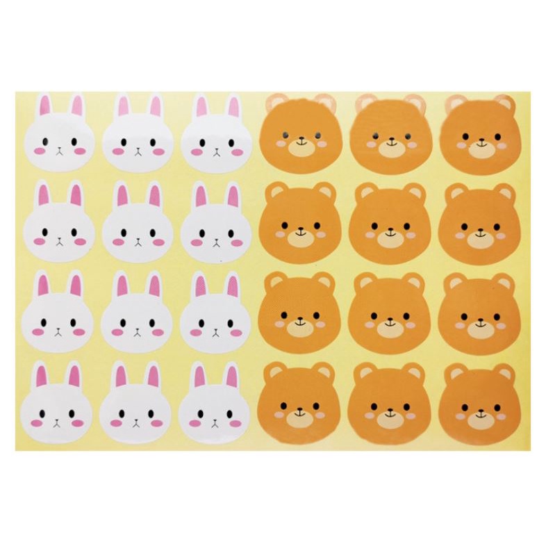 

5 lembar Sticker - Label Cookies Kue Coklat Accessories Fancy Bear and Bunny