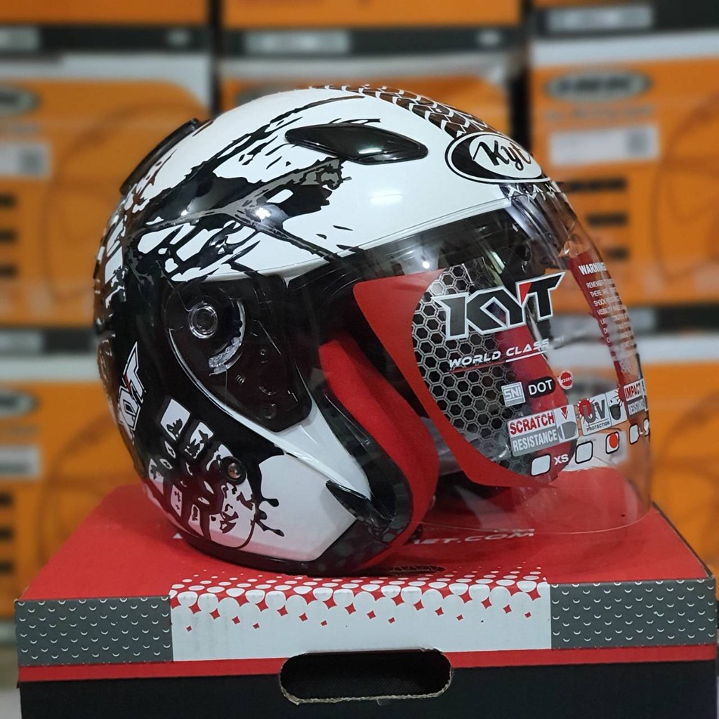 Helm KYT DJ Maru Motif #10 White Glossy